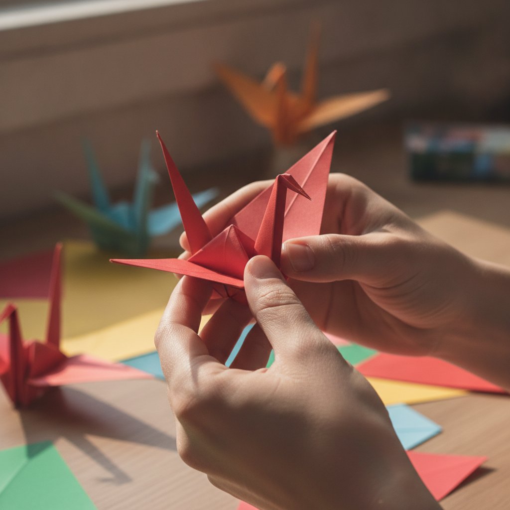 Origami paper folding techniques demonstration with various completed models